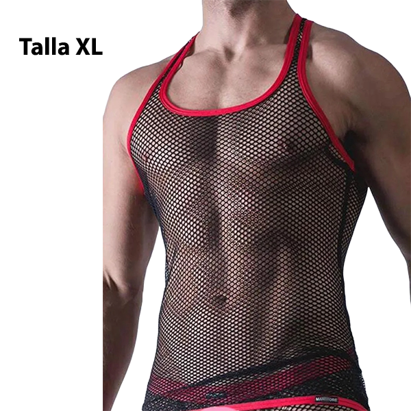 Conjunto De lencería Masculina Bicolor Malla Rojo