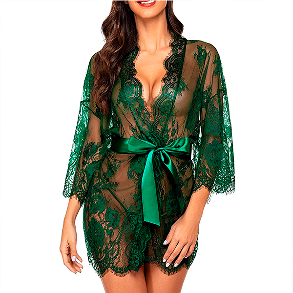 Lenceria Babydoll Vestido Noche Verde M