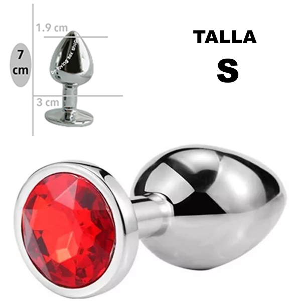 Plug Anal de acero inoxydable con esfera joya roja S
