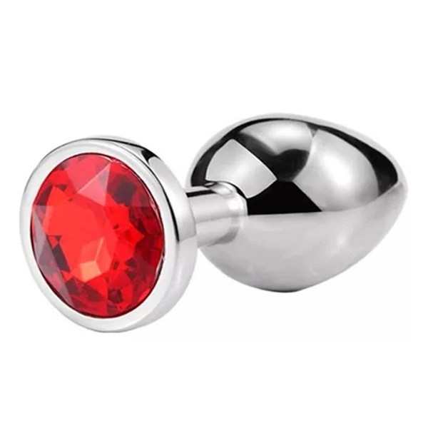 Plug Anal de acero inoxydable con esfera joya roja M