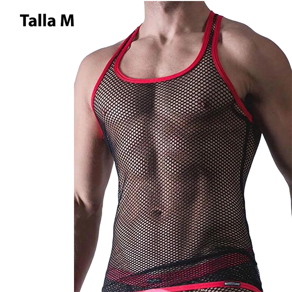 Conjunto De lencería Masculina Bicolor Malla Rojo
