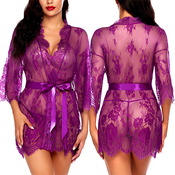 Lenceria Babydoll Vestido Noche Lila M