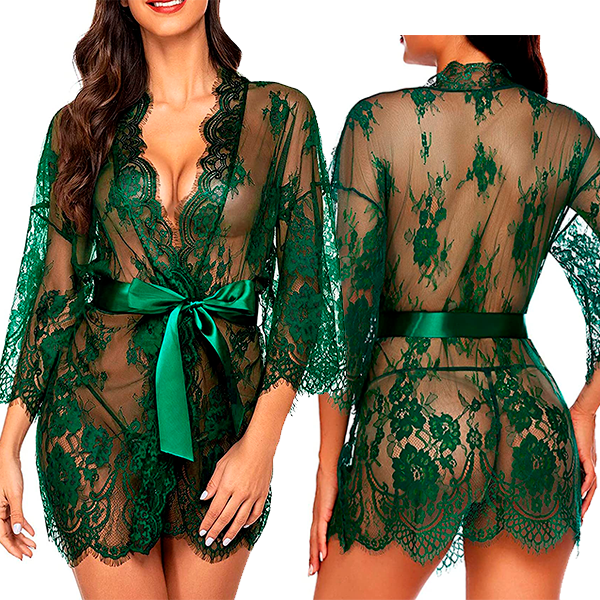 Lenceria Babydoll Vestido Noche Verde M