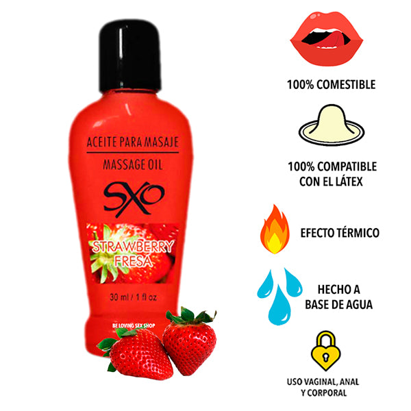 Aceite Para Masajes Comestible Fresa 30 Ml