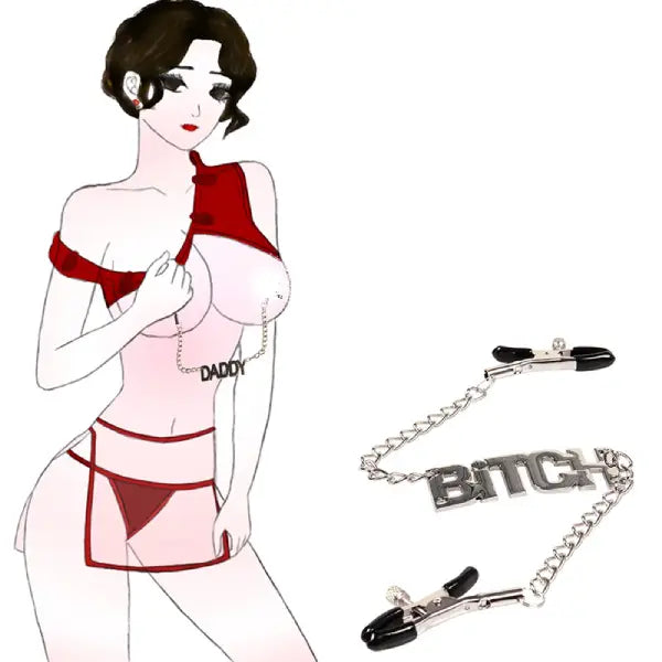 Pinzas Para Pezones Ajustables Con Cadena Y Letras