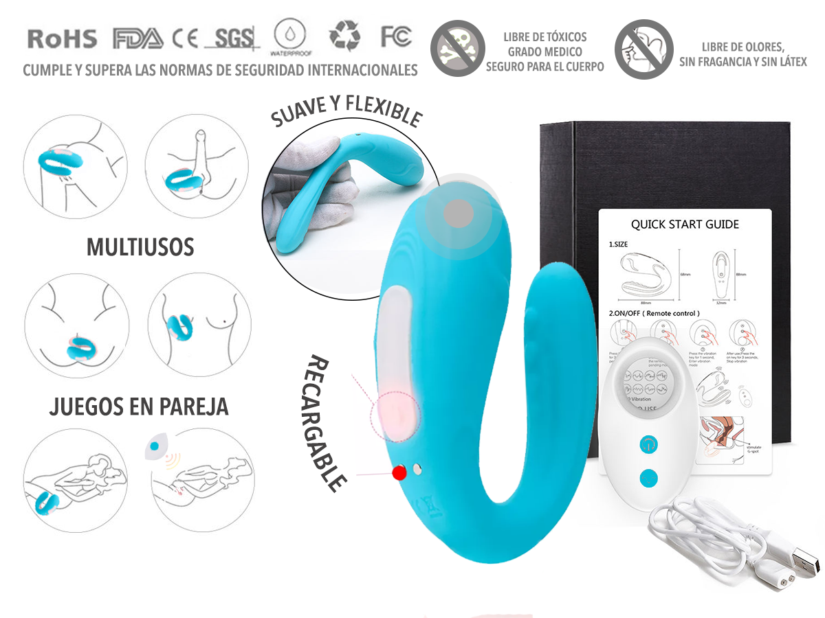 Vibrador Control Remoto Tipo Satisfyer Azul
