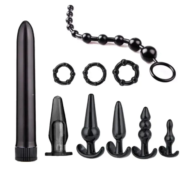 Kit De 10 Piezas Plugs Anales, Vibrador Y 3 Anillo Para Pene
