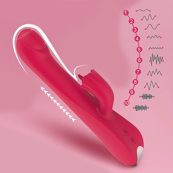 Vibrador de Silicon 3 en 1 Telescopico Rojo