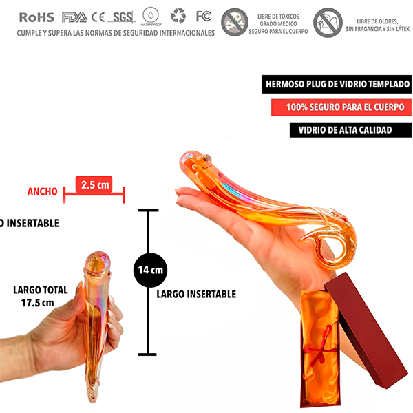 Plug Anal Vidrio Curvo Hipoalergénico