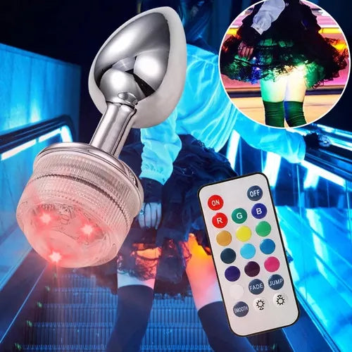 Plug Metálico con Luz de Colores a Control