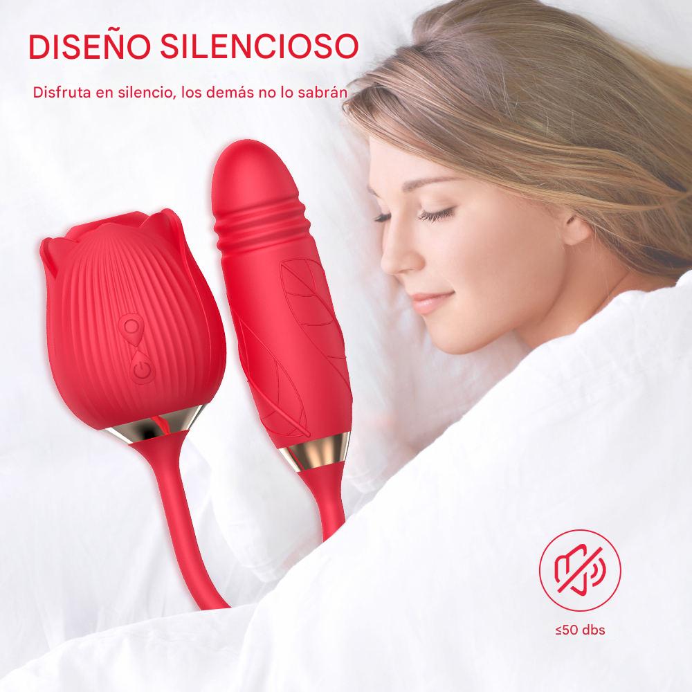 Rosa Succionadora Vibrador Efecto Acordeón Doble Estimulación