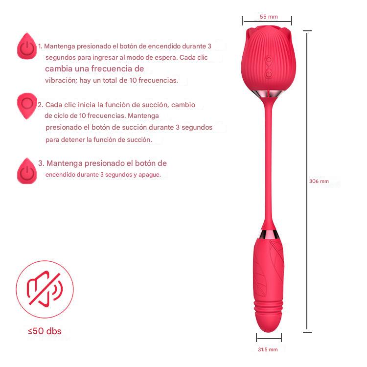 Rosa Succionadora Vibrador Efecto Acordeón Doble Estimulación