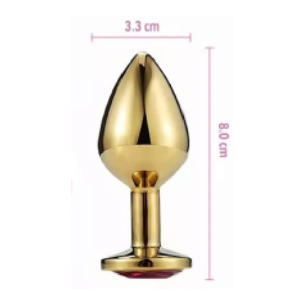 Plug anal de acero color Oro con esfera diamante roja M