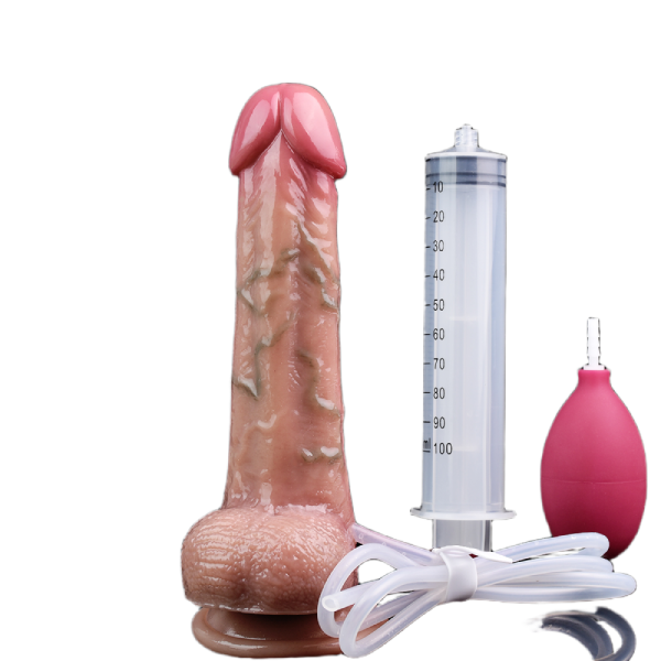 Dildo Realista Silicona Líquido Ventosa Con Eyaculación B
