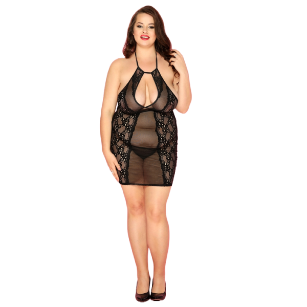 Sexy vestido escotado Babydoll de encaje elegante L/XL