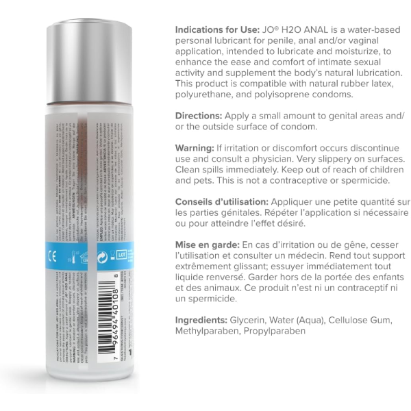 Lubricante Anal Jo H2o Efecto Silicon 4 Oz