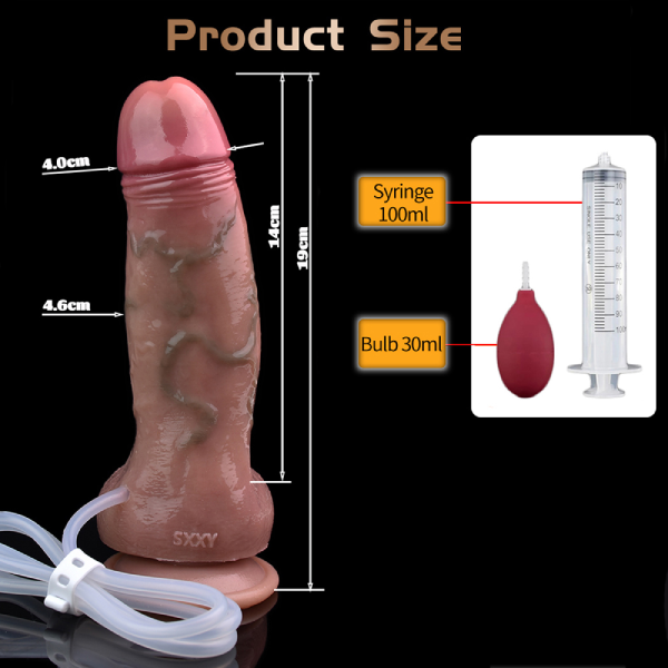 Dildo Realista Silicona Líquido Ventosa Con Eyaculación C