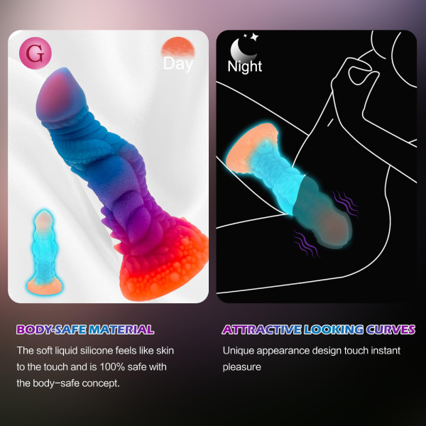 Dildo Alien Silicona Líquido Ventosa Fosforescente Celeste 8.5 Inch