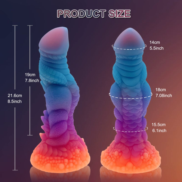 Dildo Alien Silicona Líquido Ventosa Fosforescente Celeste 8.5 Inch