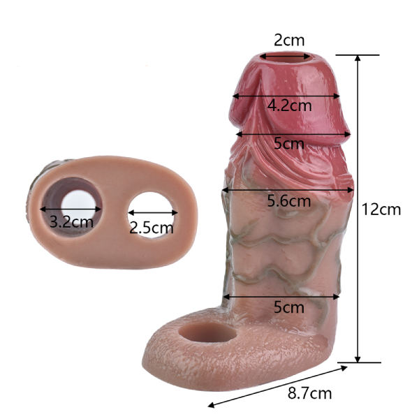 Funda Extensión Para Pene Realista Piel Hueco Silicona 4