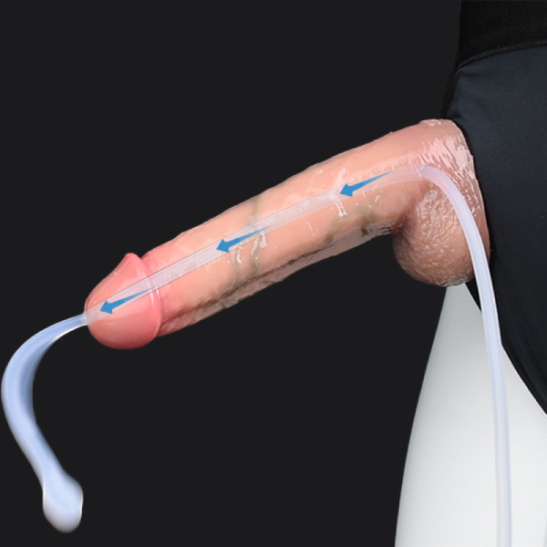 Dildo Realista Silicona Líquido Ventosa Con Eyaculación B