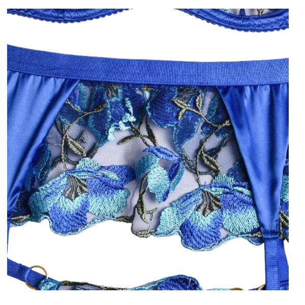 Conjunto de lencería 3 pzas Top y Liguero con elegantes bordados