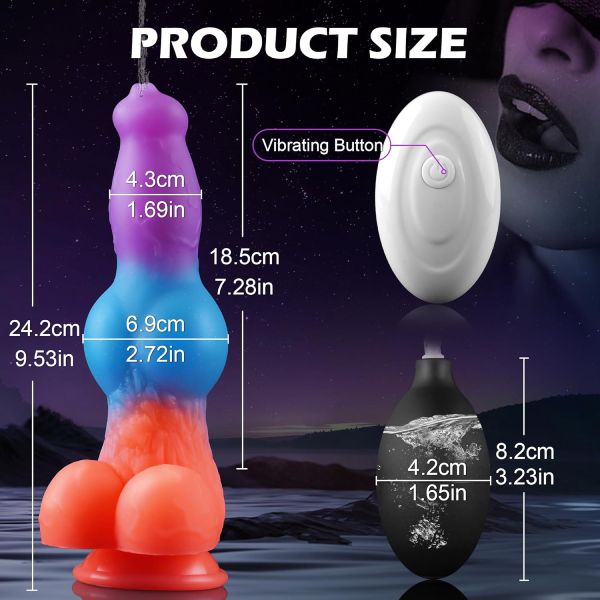 Vibrador Monstruo Silicona Líquido Ventosa Con Eyaculacion