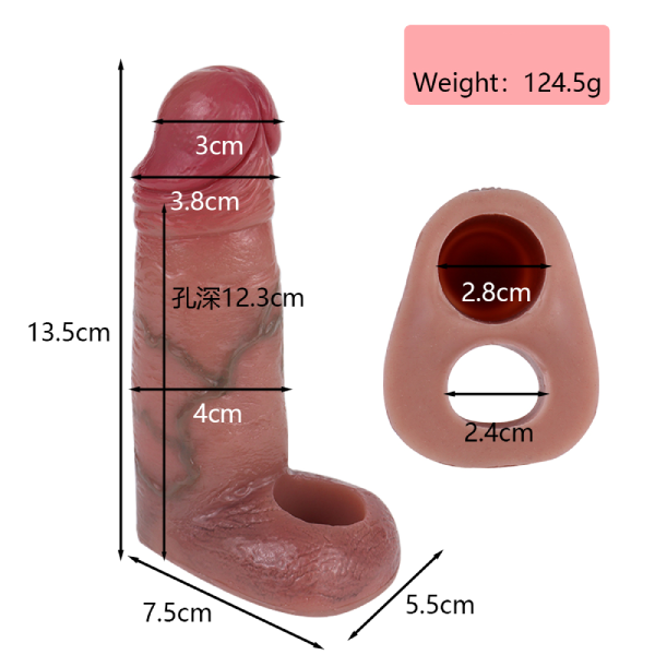Funda Extensión Para Pene Realista Piel Hueco Silicona 5