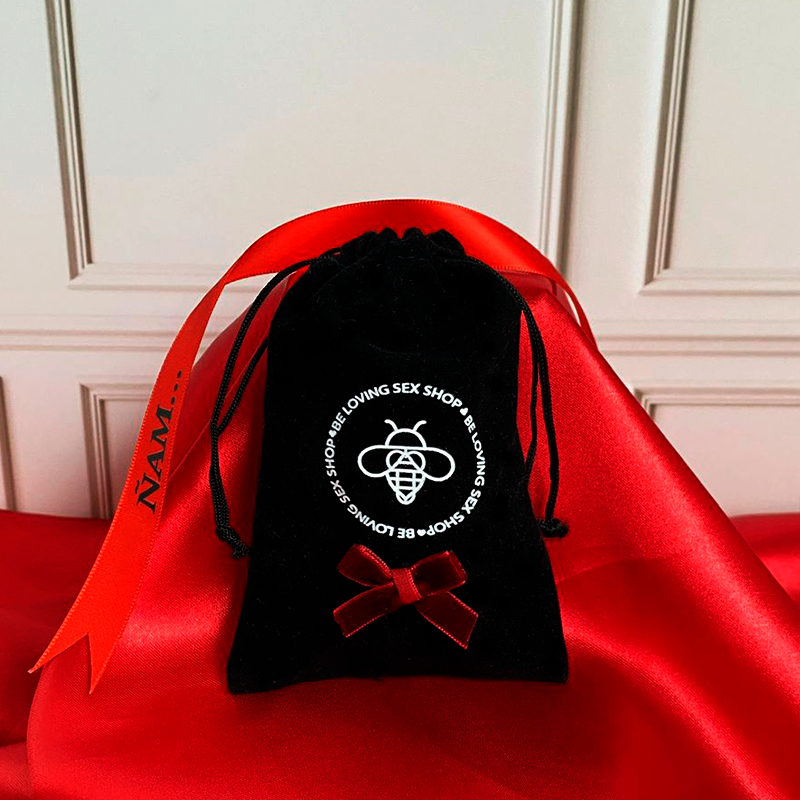 Bolsita De Regalo de Gamuza Negra Suave Bolsa para Juguetes Sexuales