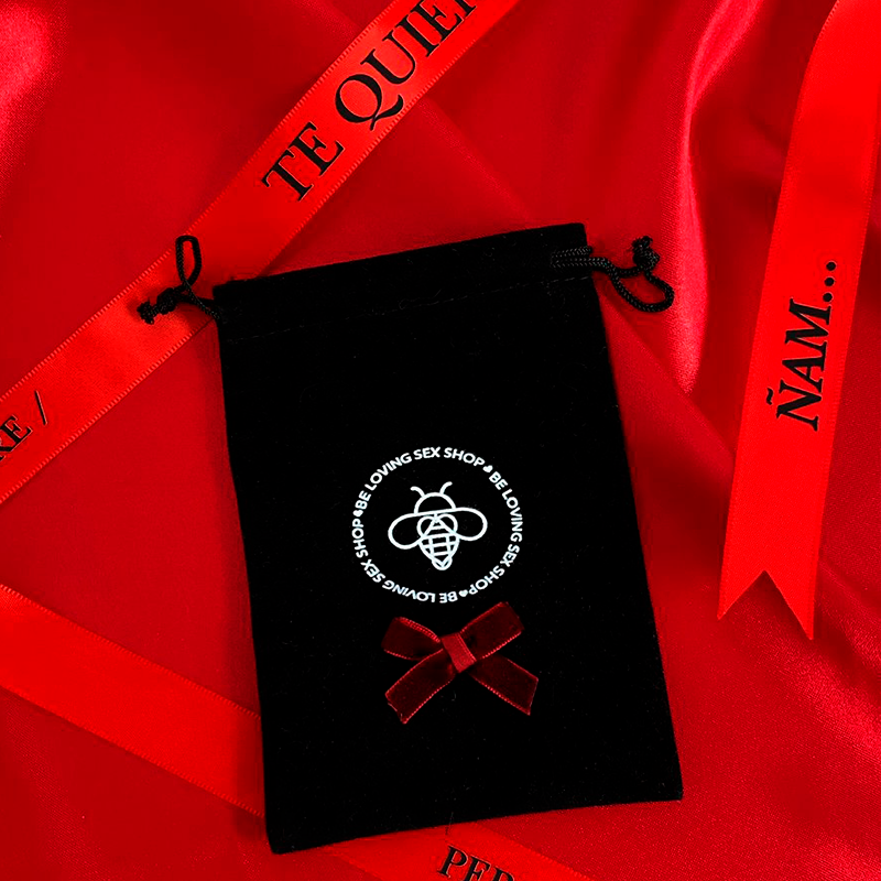 Bolsita De Regalo de Gamuza Negra Suave Bolsa para Juguetes Sexuales