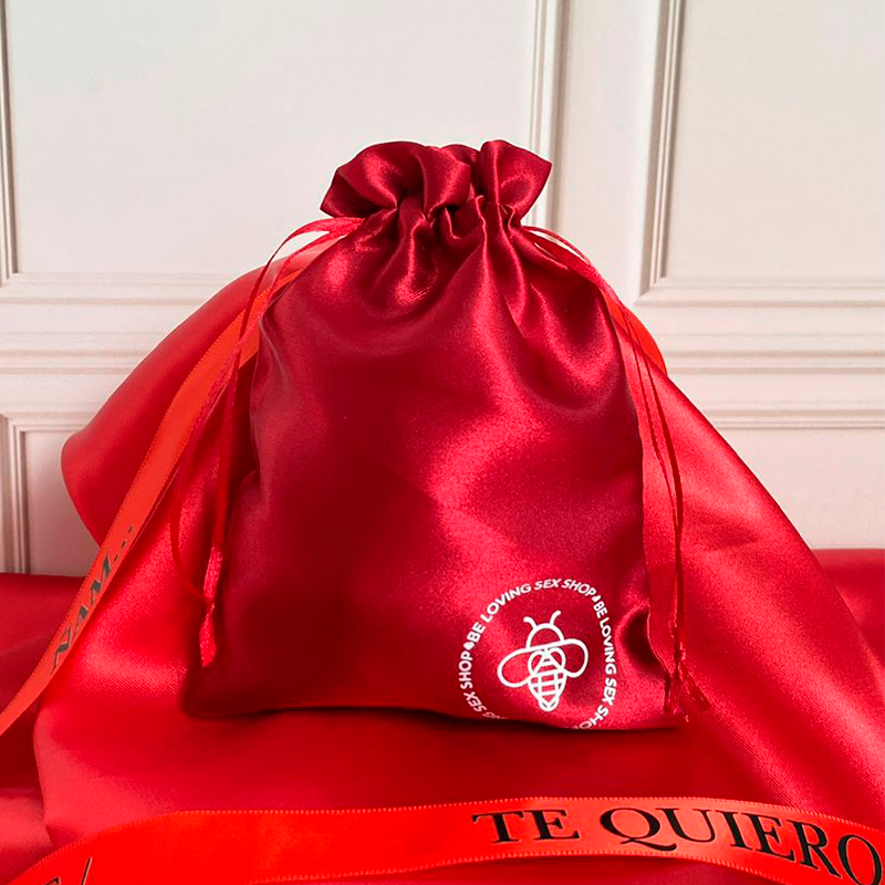 Bolsita De Regalo De Satín Rojo Sexy Bolsa para Juguetes Sexuales