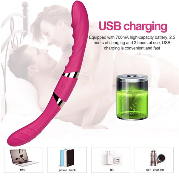 Vibrador Doble Lesbico Usb 34 Cm
