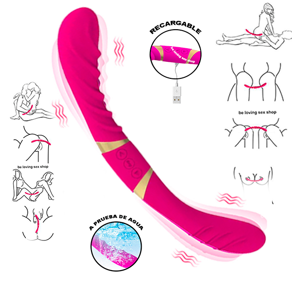 Vibrador Doble Lesbico Usb 34 Cm
