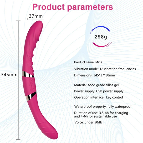 Vibrador Doble Lesbico Usb 34 Cm