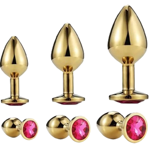 3 Plugs De Metal Acero Inoxydable Oro Rosa