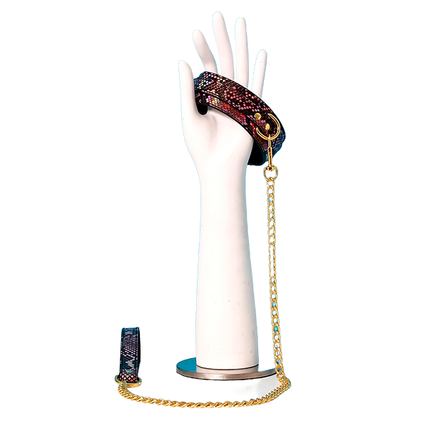 Collar Con Cadena Correa Bdsm Oro Negro
