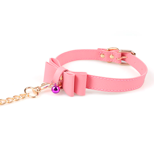 Sexy Collar Bdsm con Cadena Oro Rosa