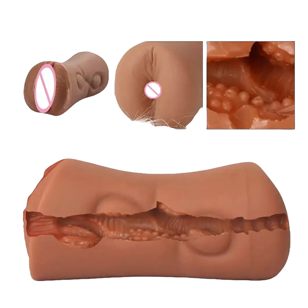 Masturbador 2 en 1 Extra Texturizado Mocha