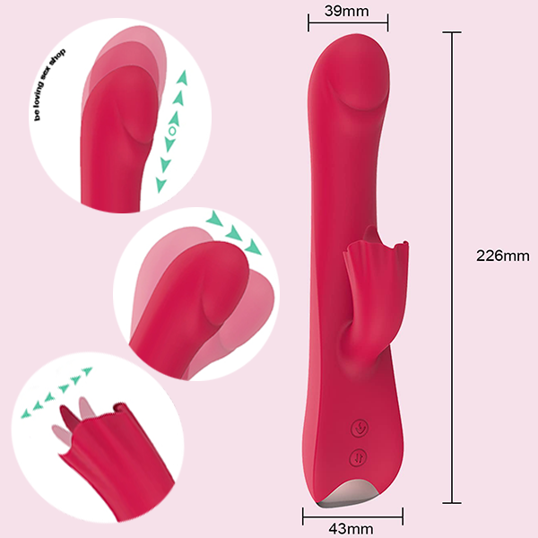 Vibrador de Silicon 3 en 1 Telescopico Rojo