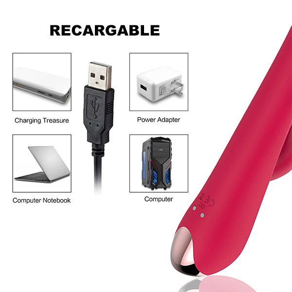 Vibrador de Silicon 3 en 1 Telescopico Rojo
