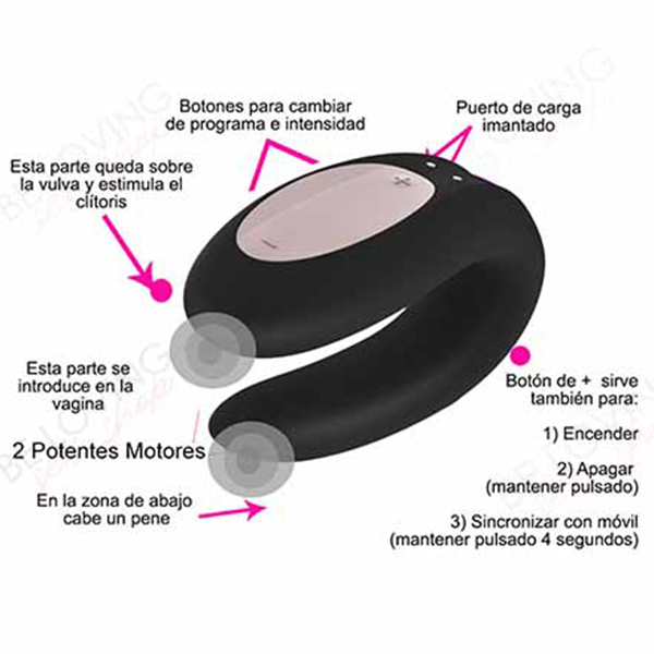 Vibrador Satisfyer Double Joy App Negro