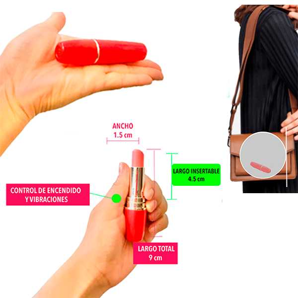 Vibrador Portátil Lápiz Labial Rojo