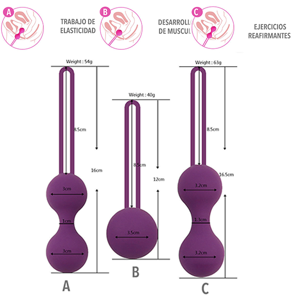Set De Bolas Kegel De Silicon 3 Piezas