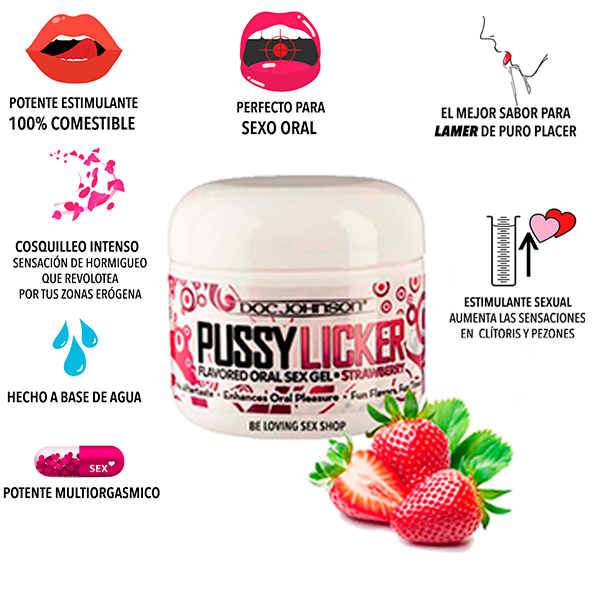 Lubricante Comestible Pussy Licker Sabor Fresa 60 Ml