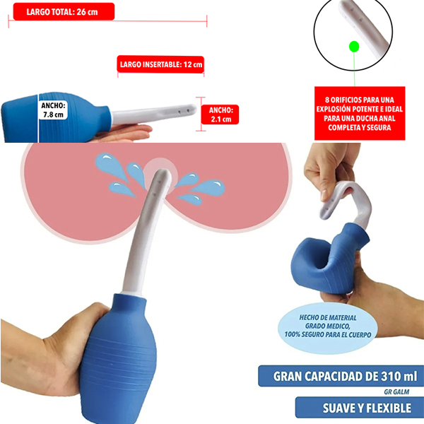 Bomba de Limpieza Anal Vaginal 310 Ml Azul