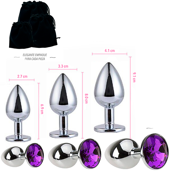 3 Plugs De Metal Acero Inoxydable Oro Rosa