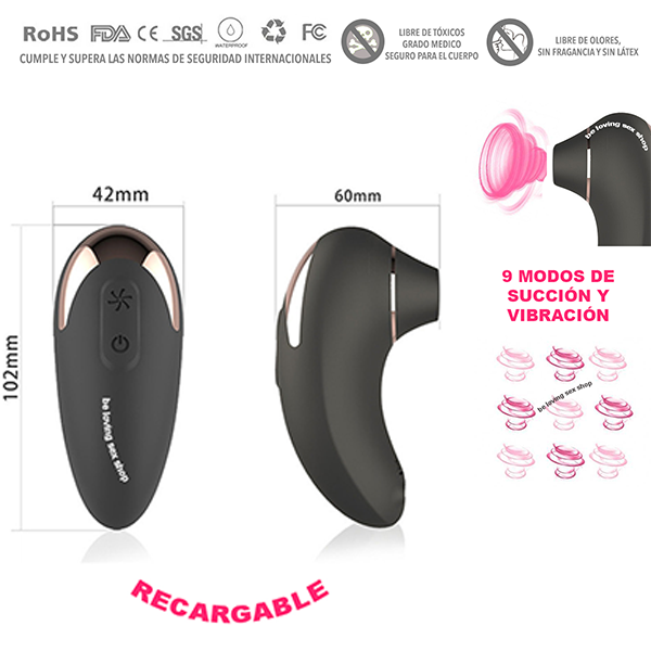 Vibrador Succionador Clítoris USB Negro