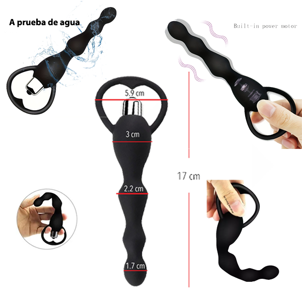 Plug Anal Vibrador Silicona Perlas