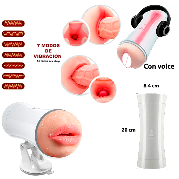 Masturbador Premium Vibracion Ventosa Voz