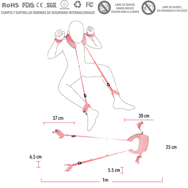 Set Bondage con un Cojín y Esposas de Amarre Pies o Manos